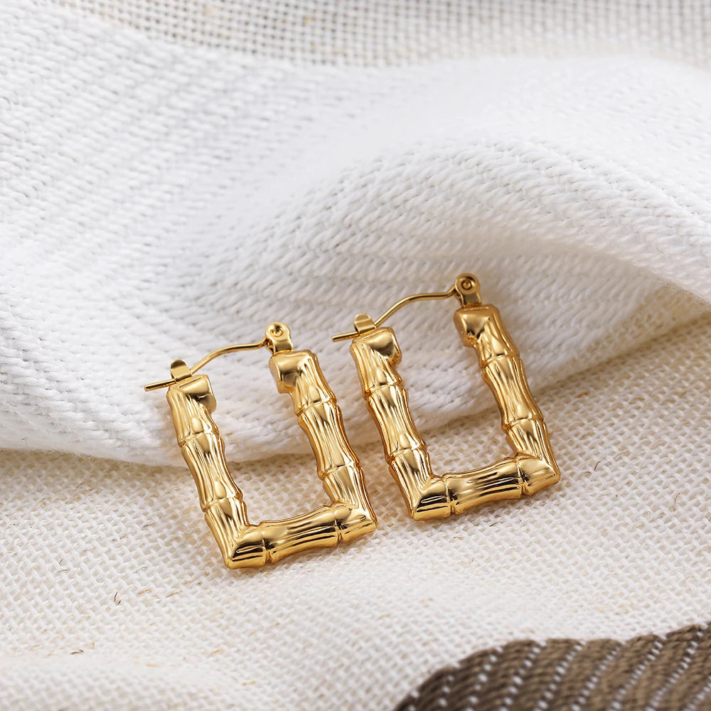 Gold Plated Chunky Hoop Earrings - Ellivora