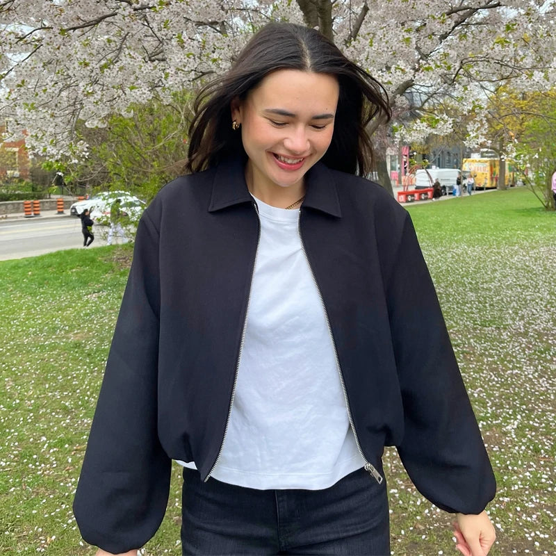 Women’s Cropped Bomber Jacket - Ellivora