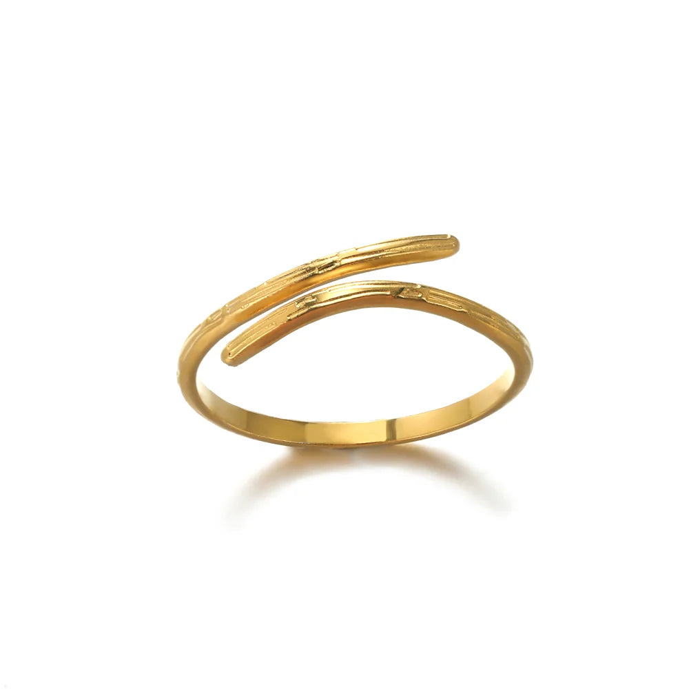 316L Stainless Steel Gold Multilayer Geometric Open Ring - Ellivora