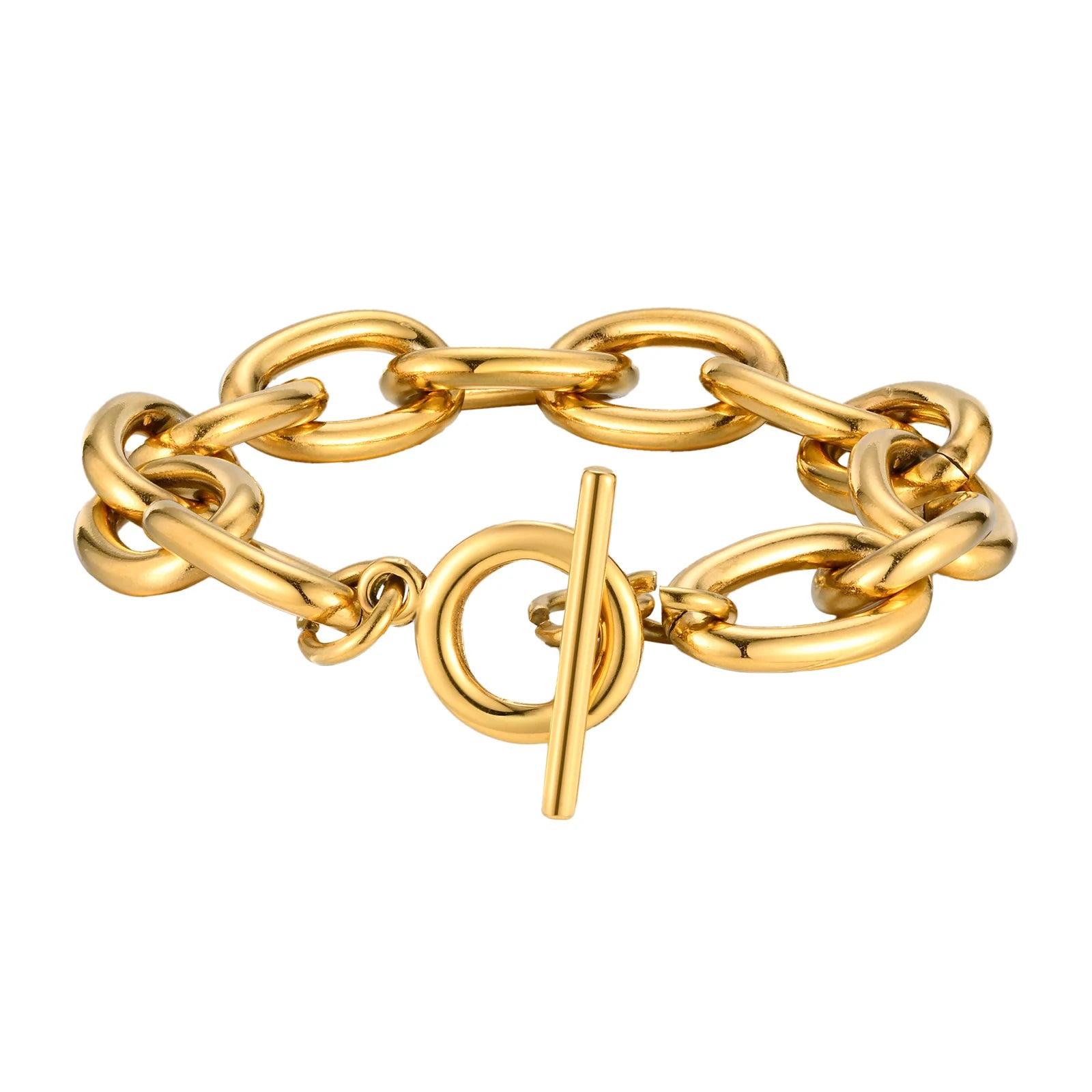 Gold Chunky Toggle Chain Bracelet for Women - Ellivora