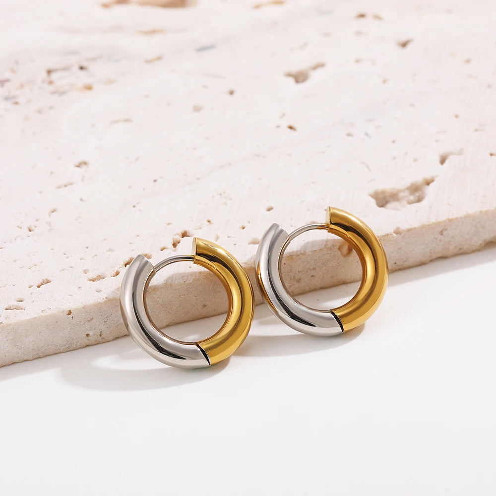Gold Plated Chunky Hoop Earrings - Ellivora