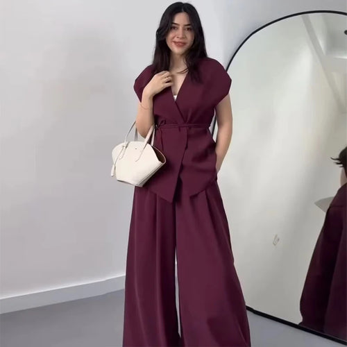 2025 Wide Leg Pants Sets for Women - Ellivora