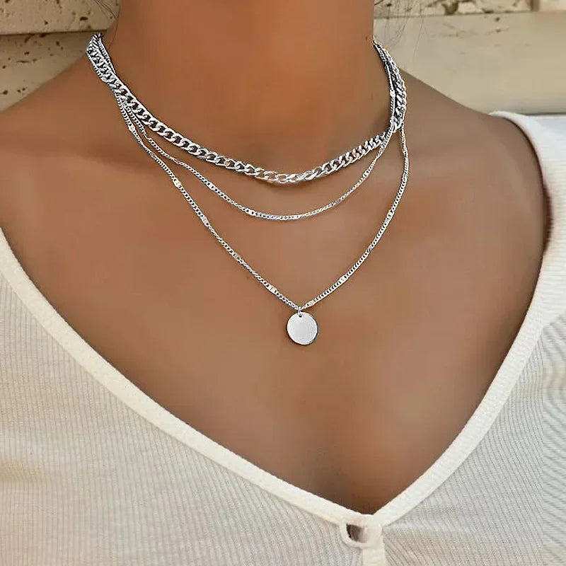 925 Sterling Silver Three-Layer Necklace - Ellivora