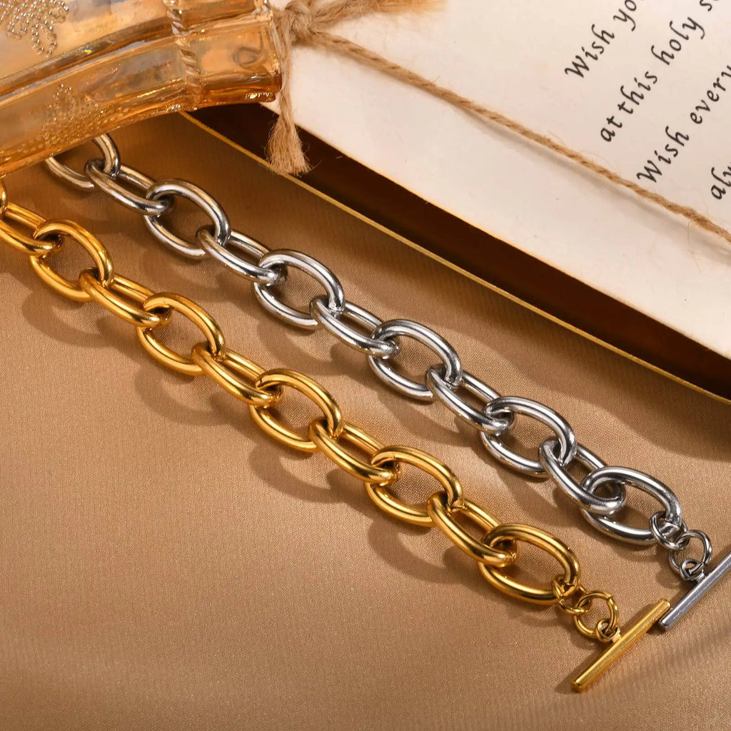 Gold Chunky Toggle Chain Bracelet for Women - Ellivora