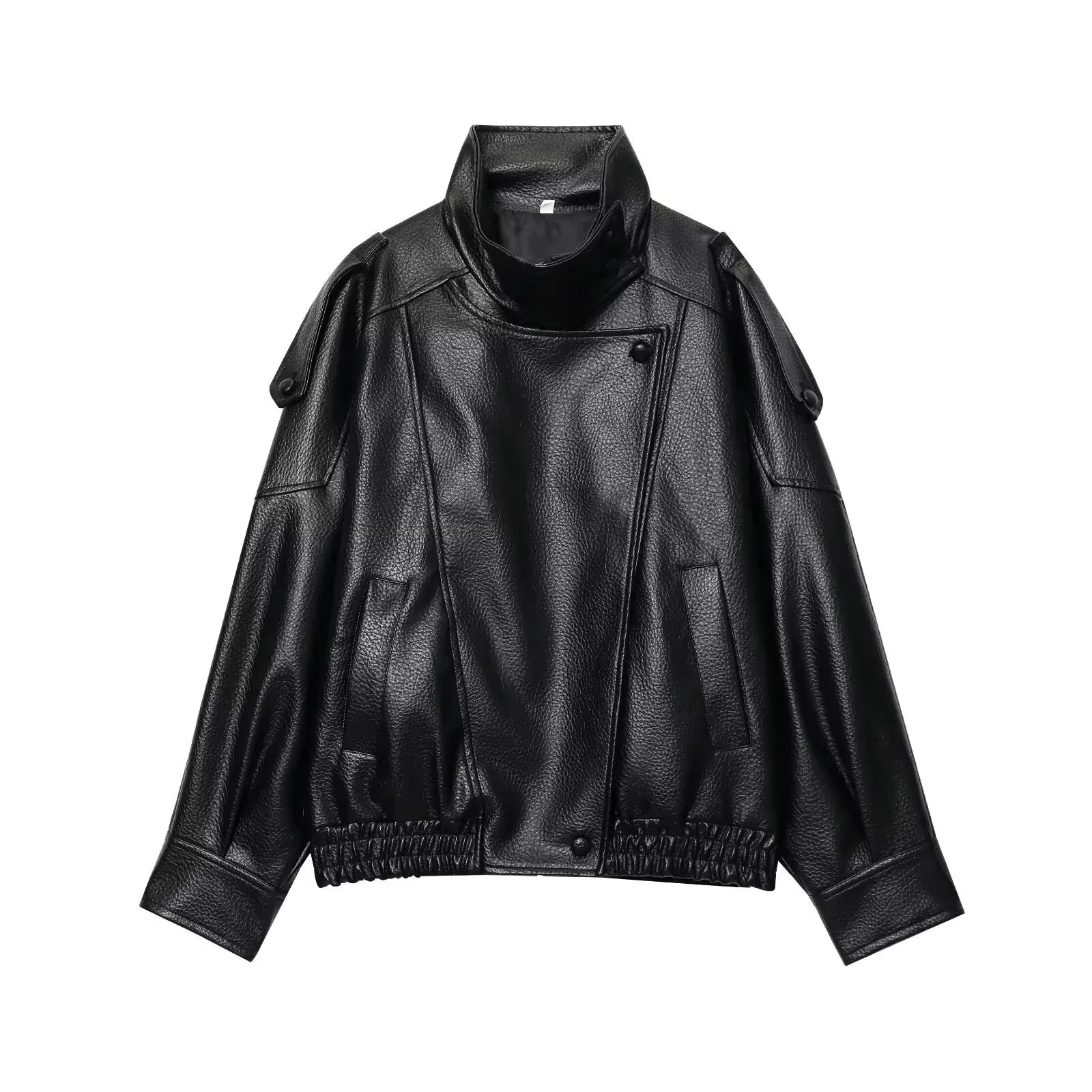 Women Faux Leather Loose Jacket - Ellivora