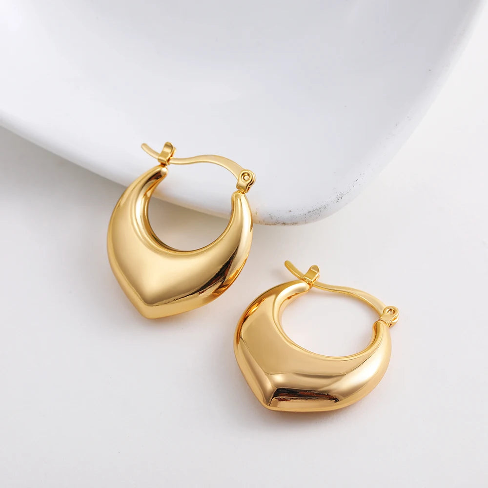 Gold Plated Chunky Hoop Earrings - Ellivora