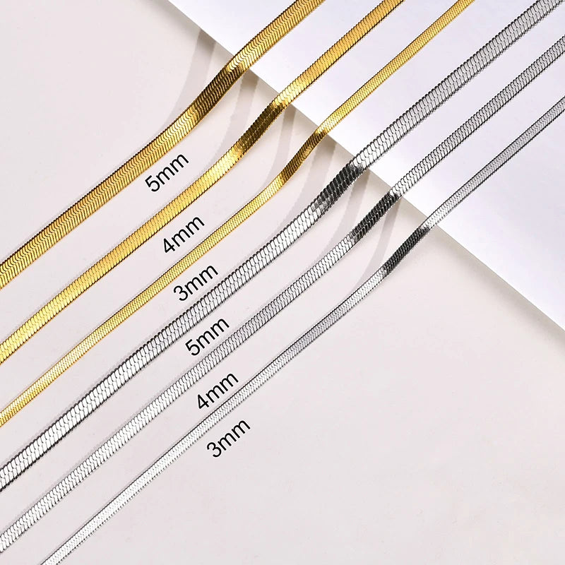 Flat Snake Chain Choker Necklace - Ellivora