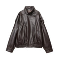 Women Faux Leather Loose Jacket - Ellivora