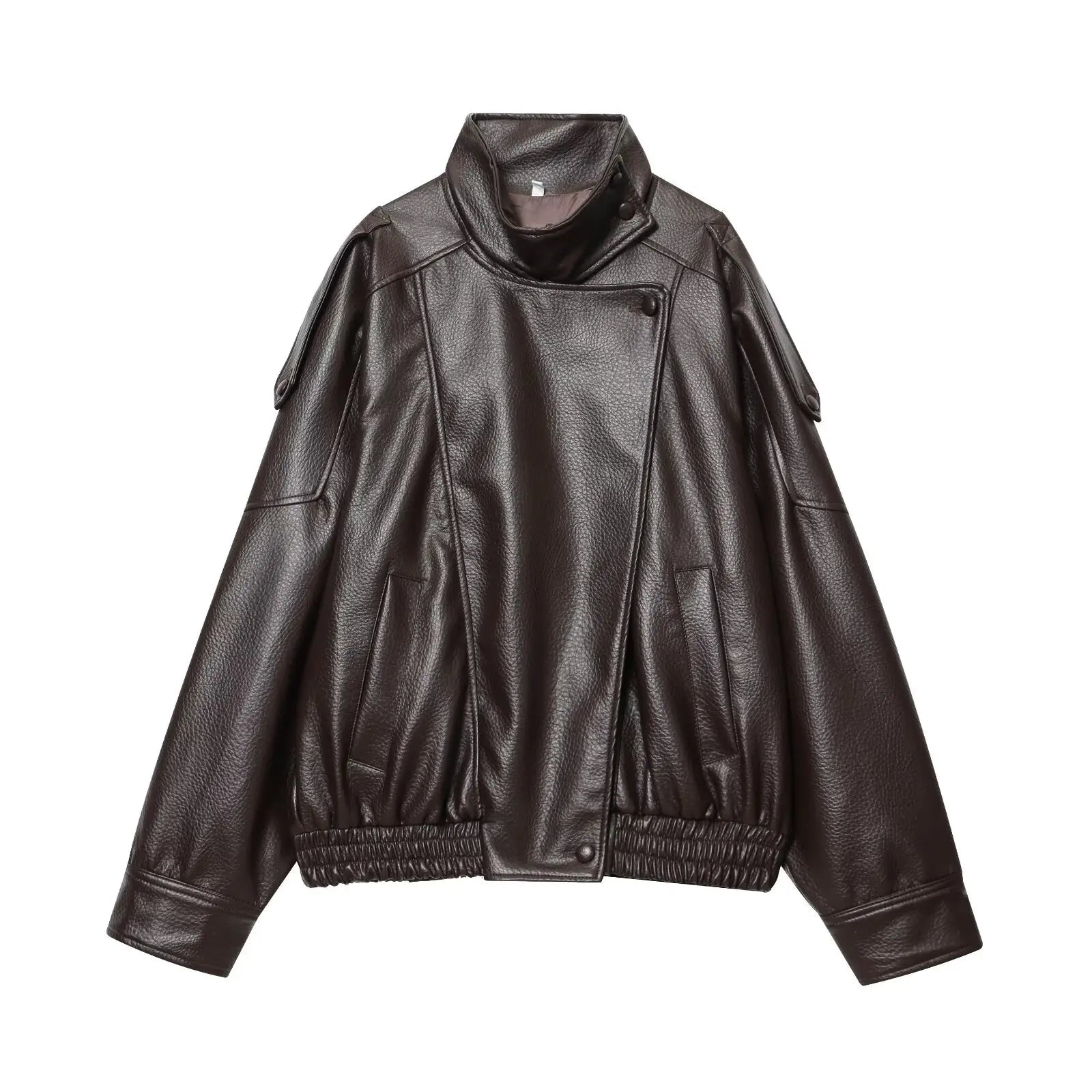 Women Faux Leather Loose Jacket - Ellivora