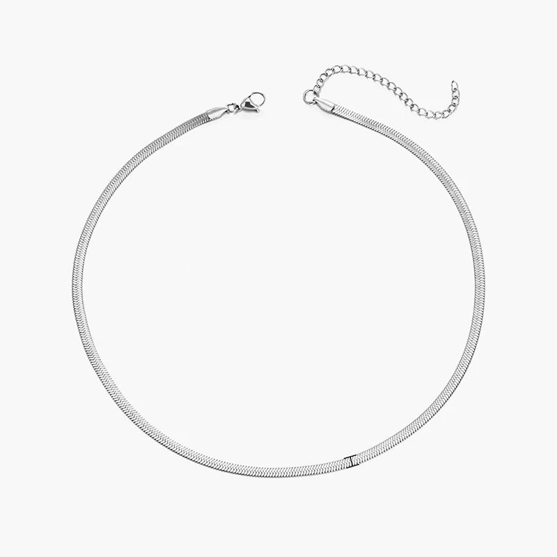 Flat Snake Chain Choker Necklace - Ellivora