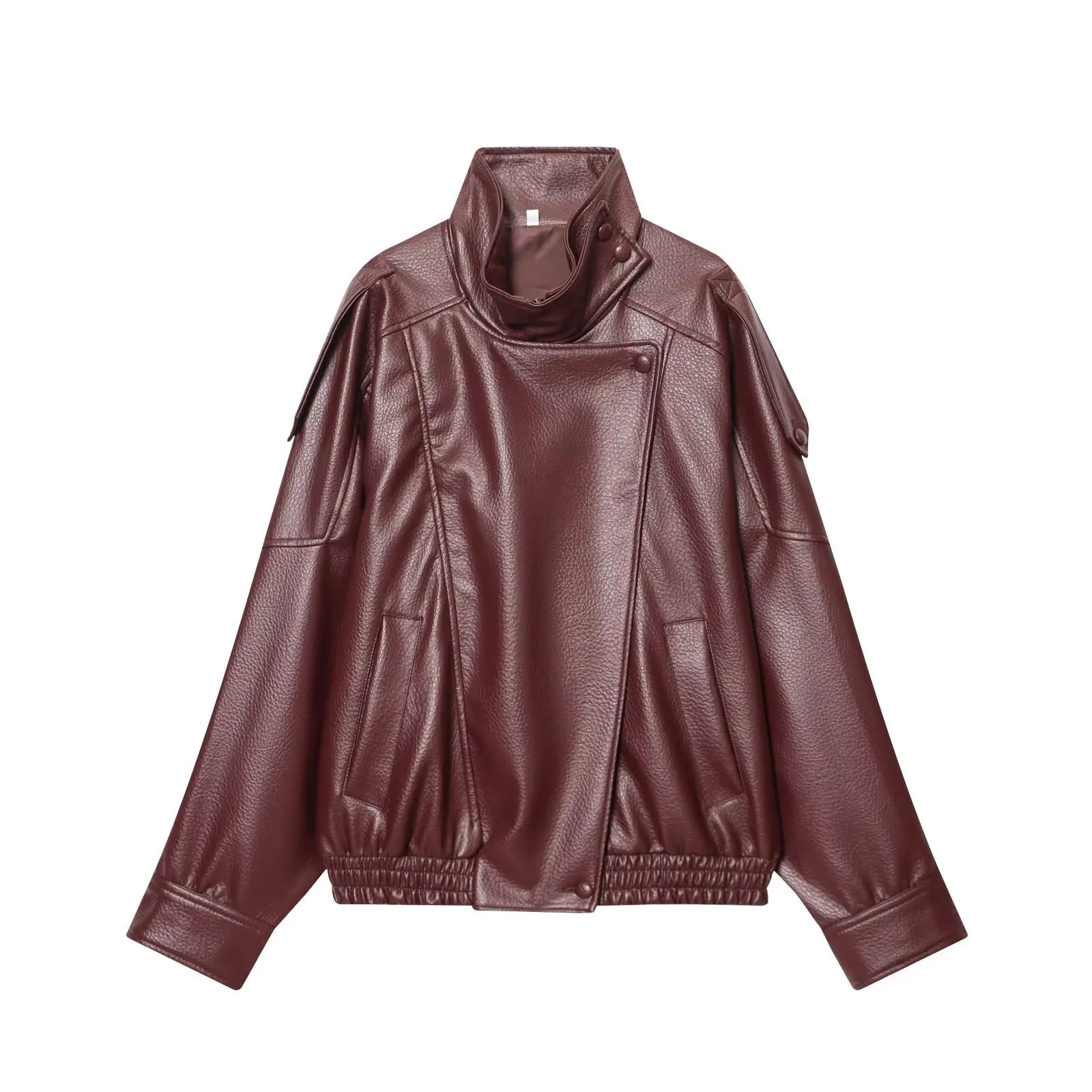 Women Faux Leather Loose Jacket - Ellivora
