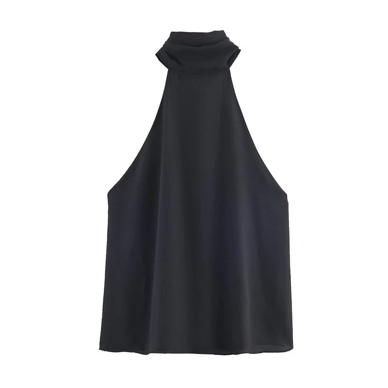 Women’s Satin Halter Lace-Up Top - Ellivora