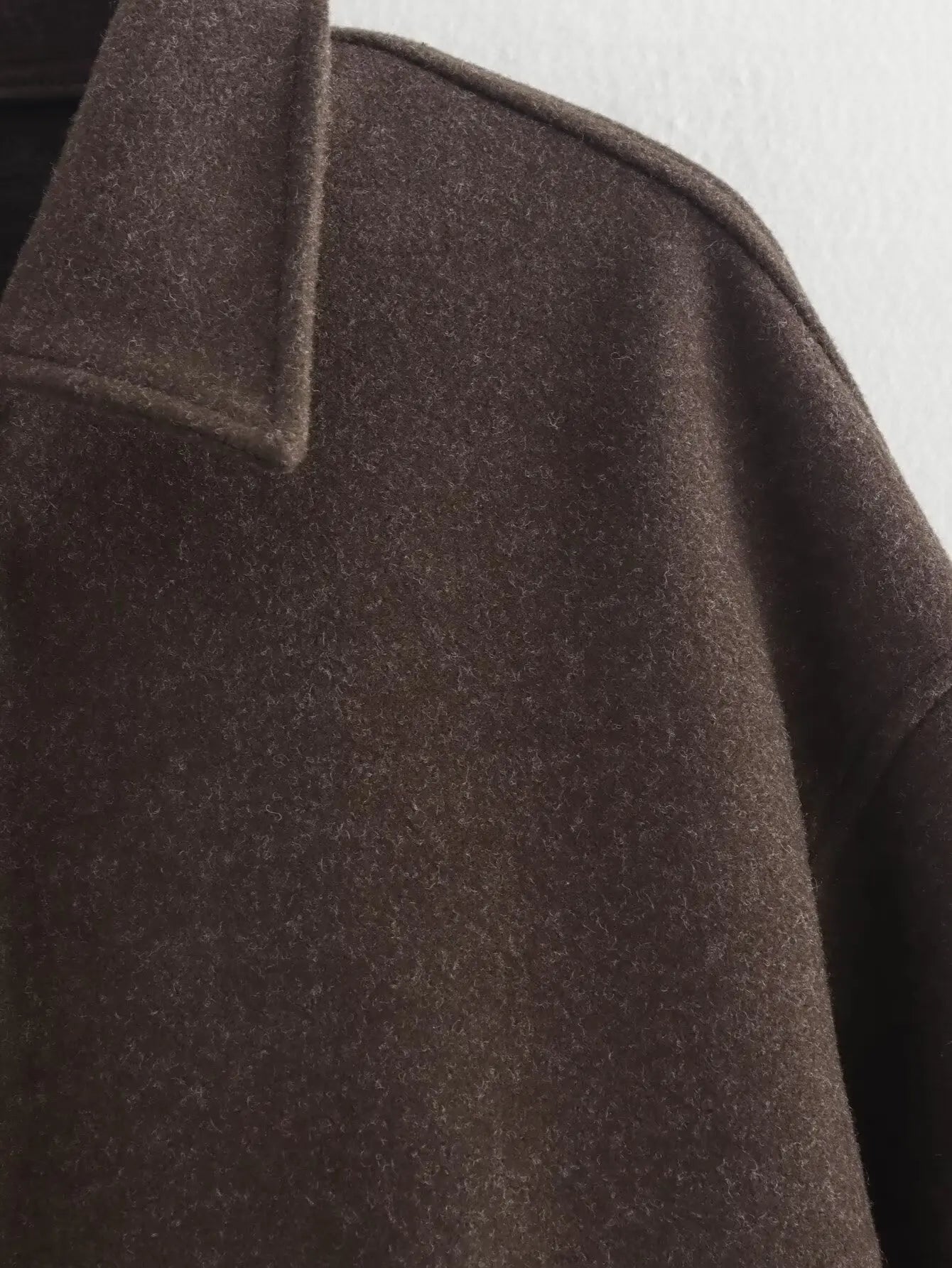 Fashion Brown Zipper Woolen Jacket - Ellivora