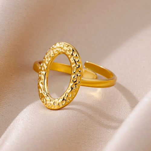 316L Stainless Steel Gold Multilayer Geometric Open Ring - Ellivora