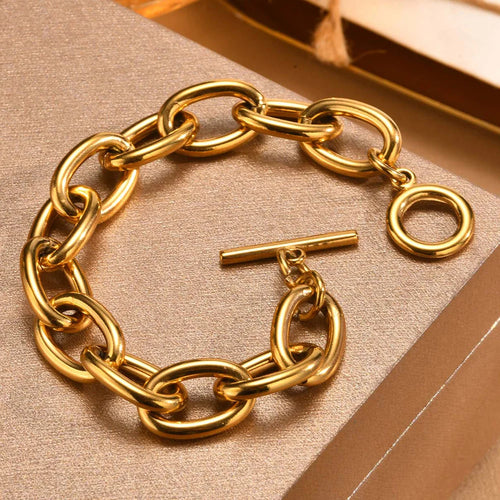 Gold Chunky Toggle Chain Bracelet for Women - Ellivora