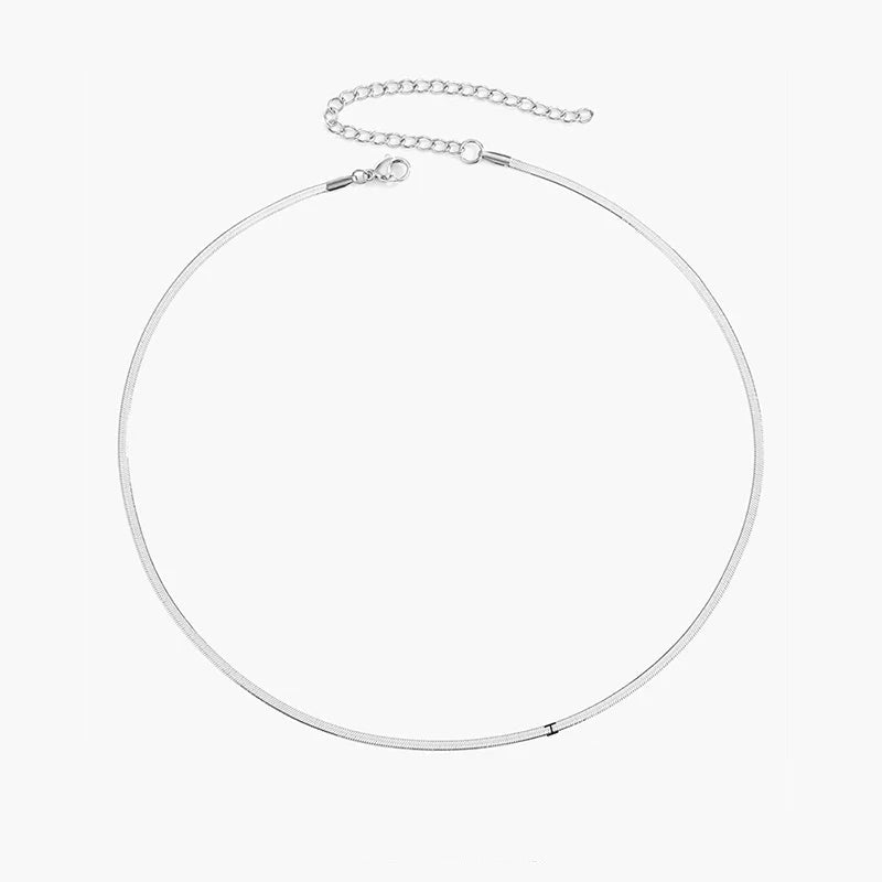 Flat Snake Chain Choker Necklace - Ellivora