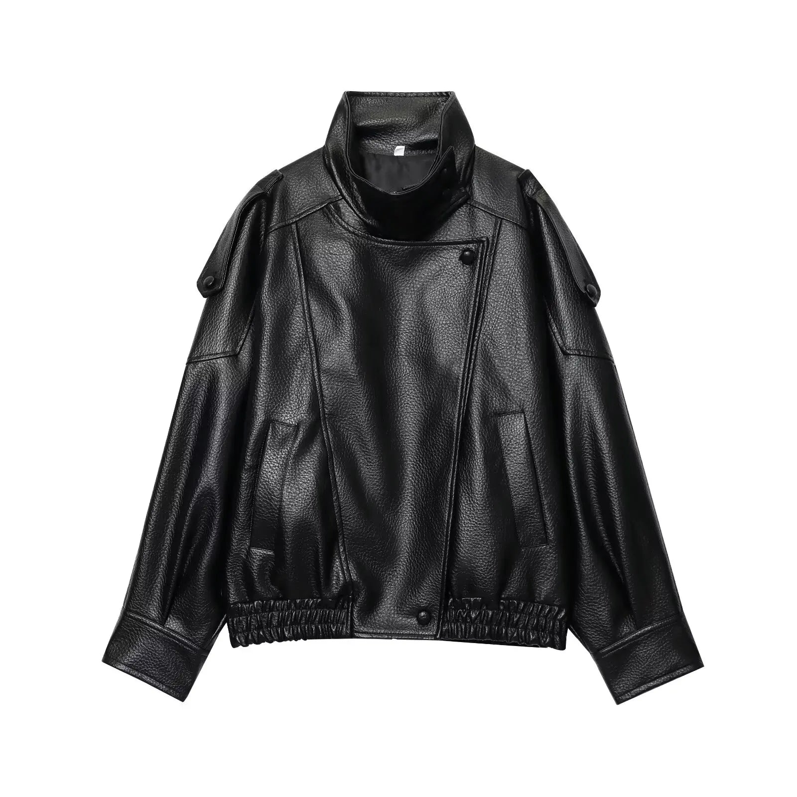 Women Faux Leather Loose Jacket - Ellivora