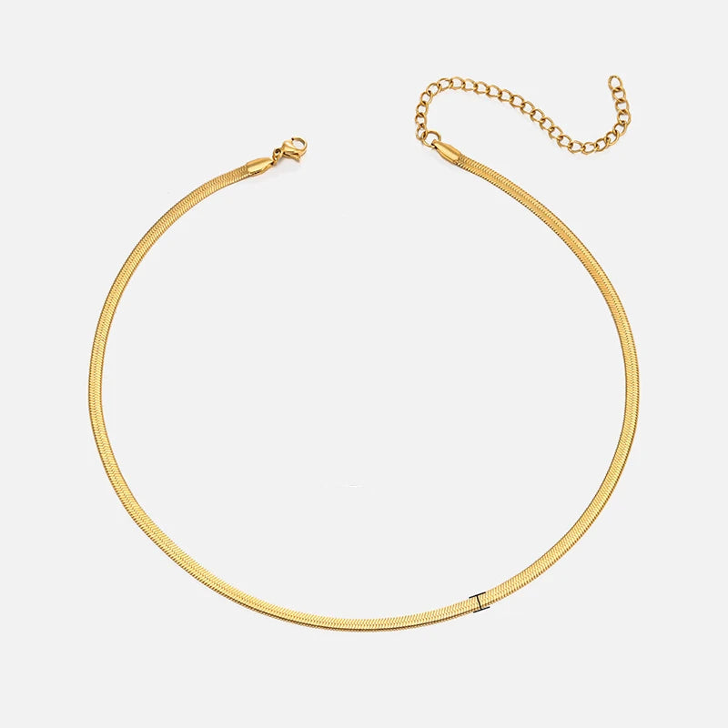 Flat Snake Chain Choker Necklace - Ellivora
