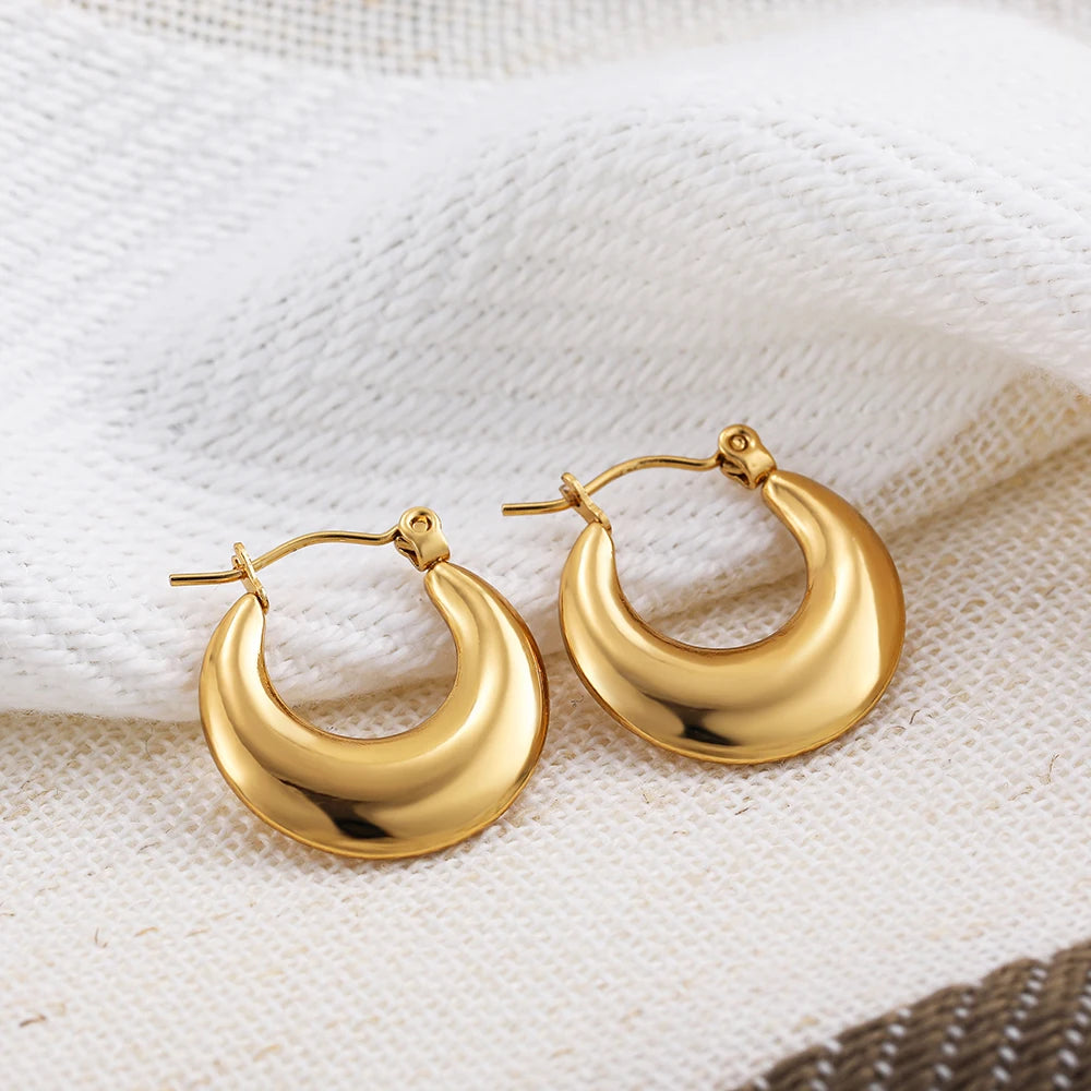 Gold Plated Chunky Hoop Earrings - Ellivora