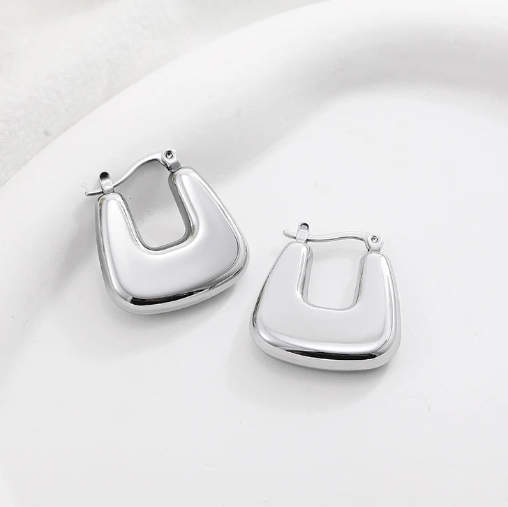 Gold Plated Chunky Hoop Earrings - Ellivora