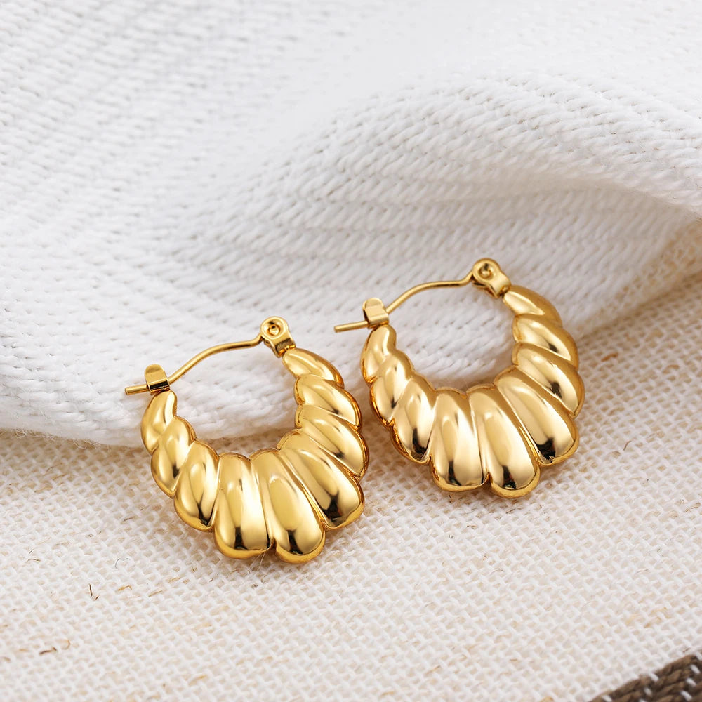 Gold Plated Chunky Hoop Earrings - Ellivora