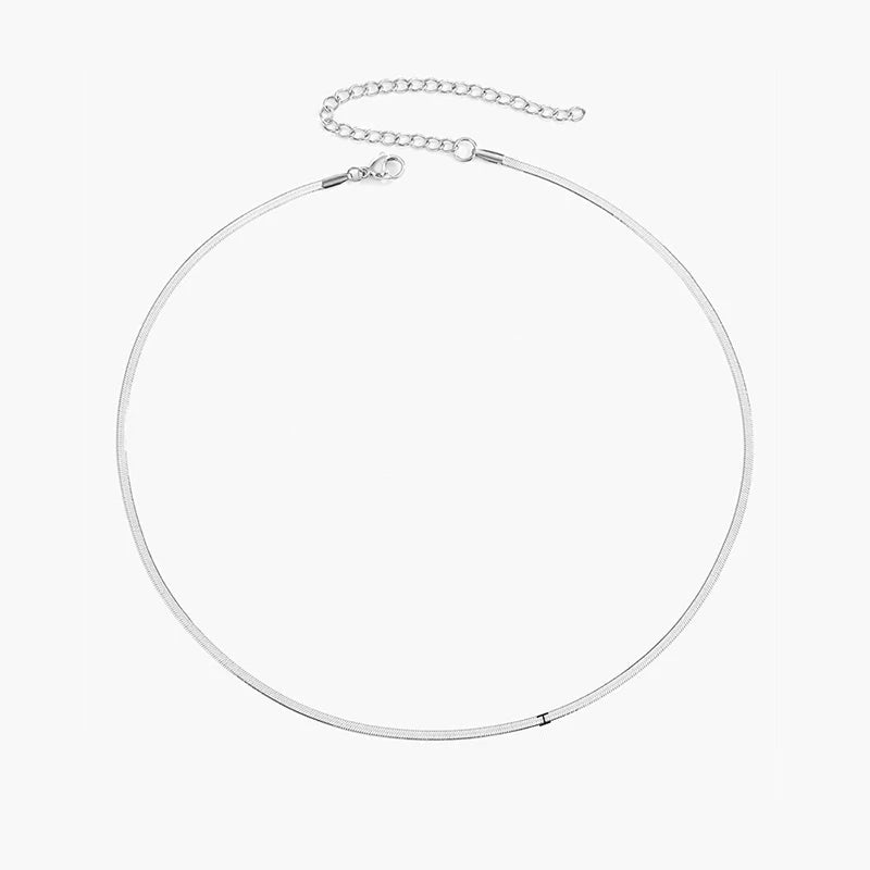 Flat Snake Chain Choker Necklace - Ellivora