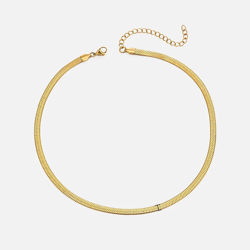 Flat Snake Chain Choker Necklace - Ellivora