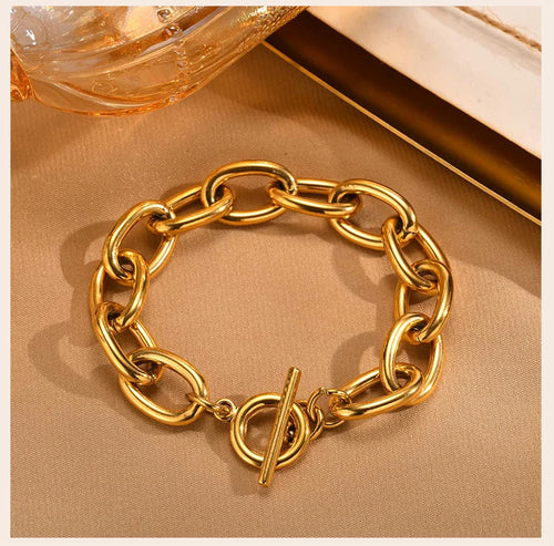 Gold Chunky Toggle Chain Bracelet for Women - Ellivora