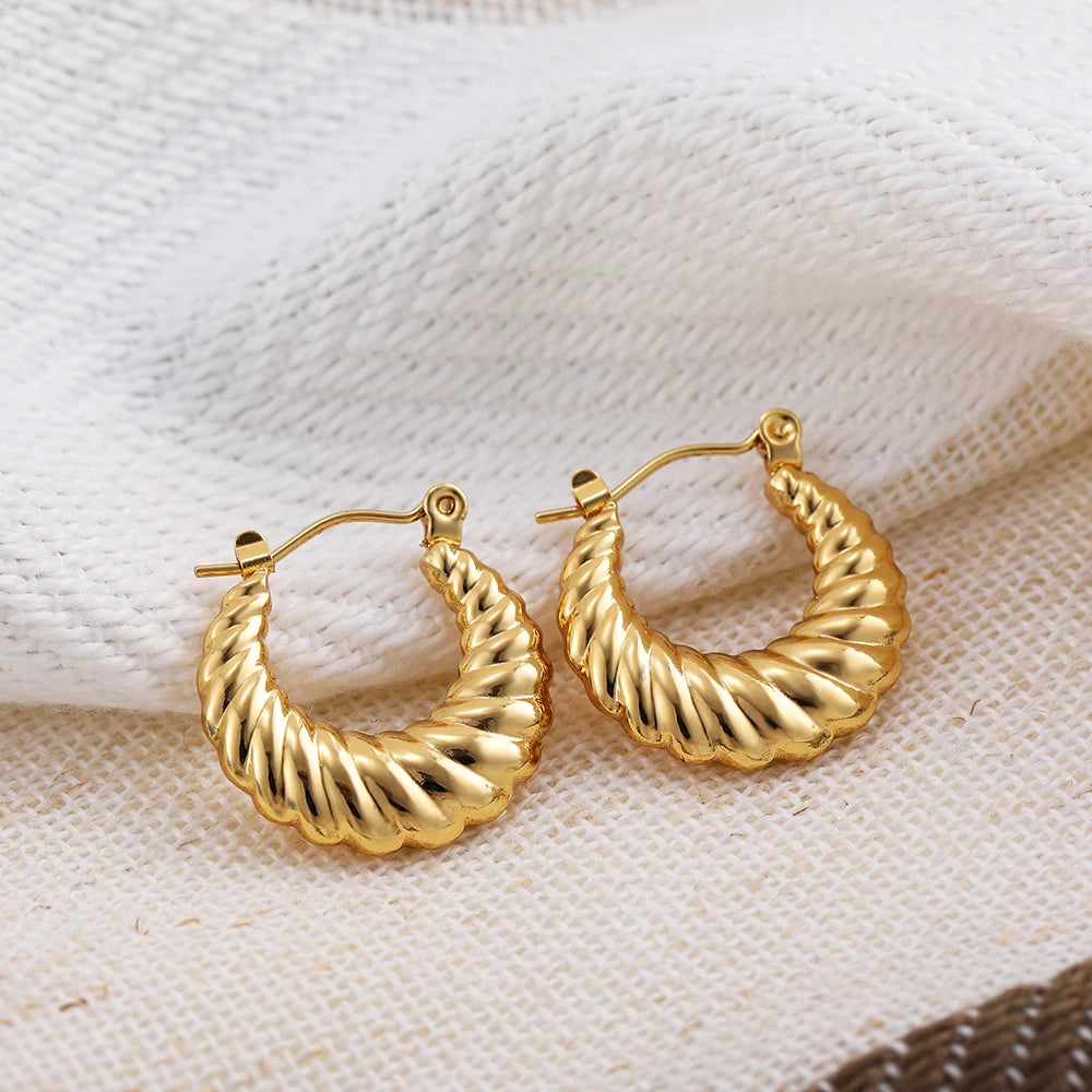 Gold Plated Chunky Hoop Earrings - Ellivora