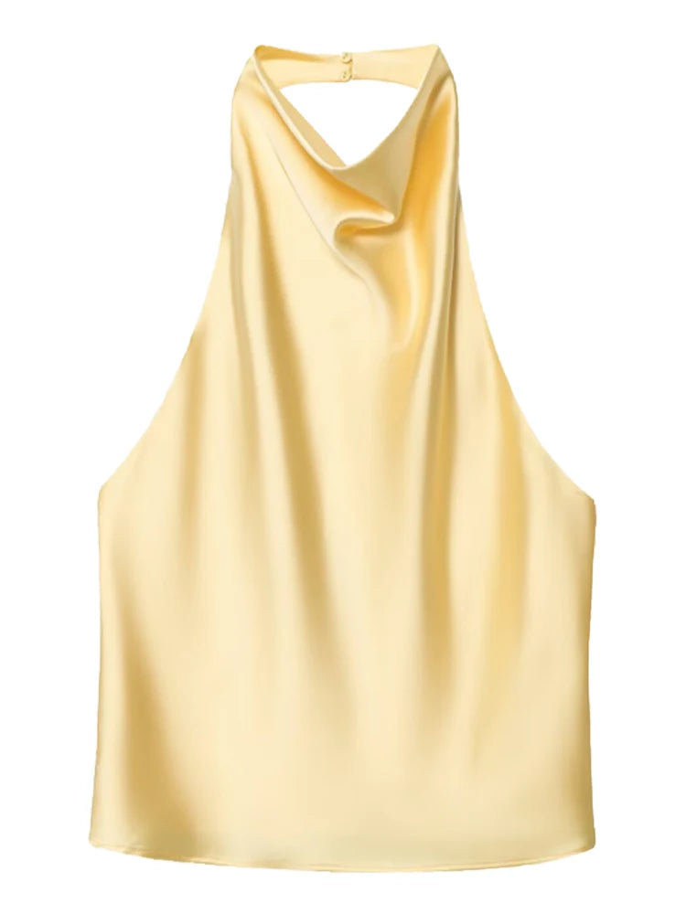 Women’s Satin Halter Corset Top - Ellivora