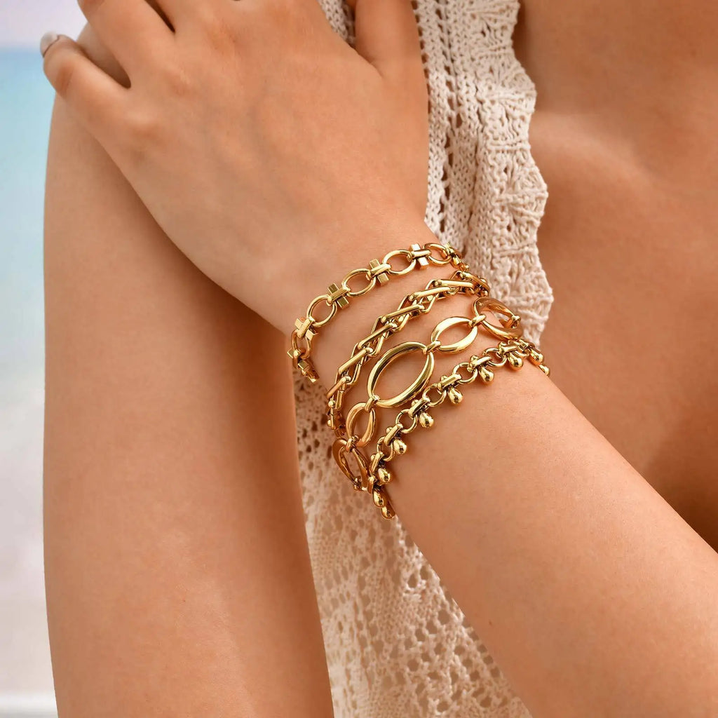 Gold Chunky Toggle Chain Bracelet for Women - Ellivora