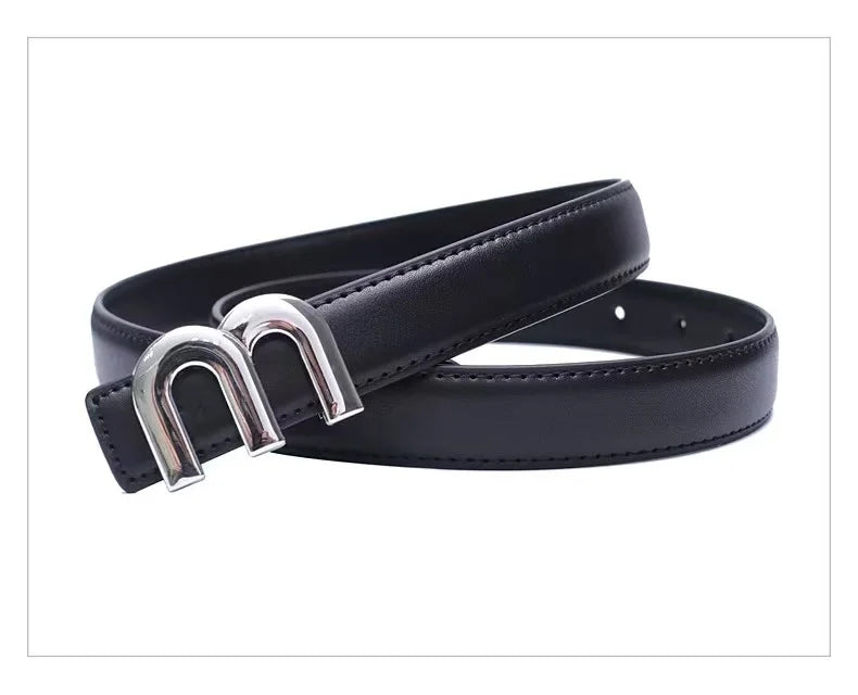 Women’s Elegant Belt with Silver Buckle - Ellivora