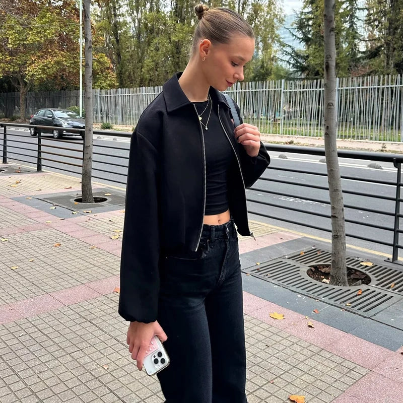 Women’s Cropped Bomber Jacket - Ellivora