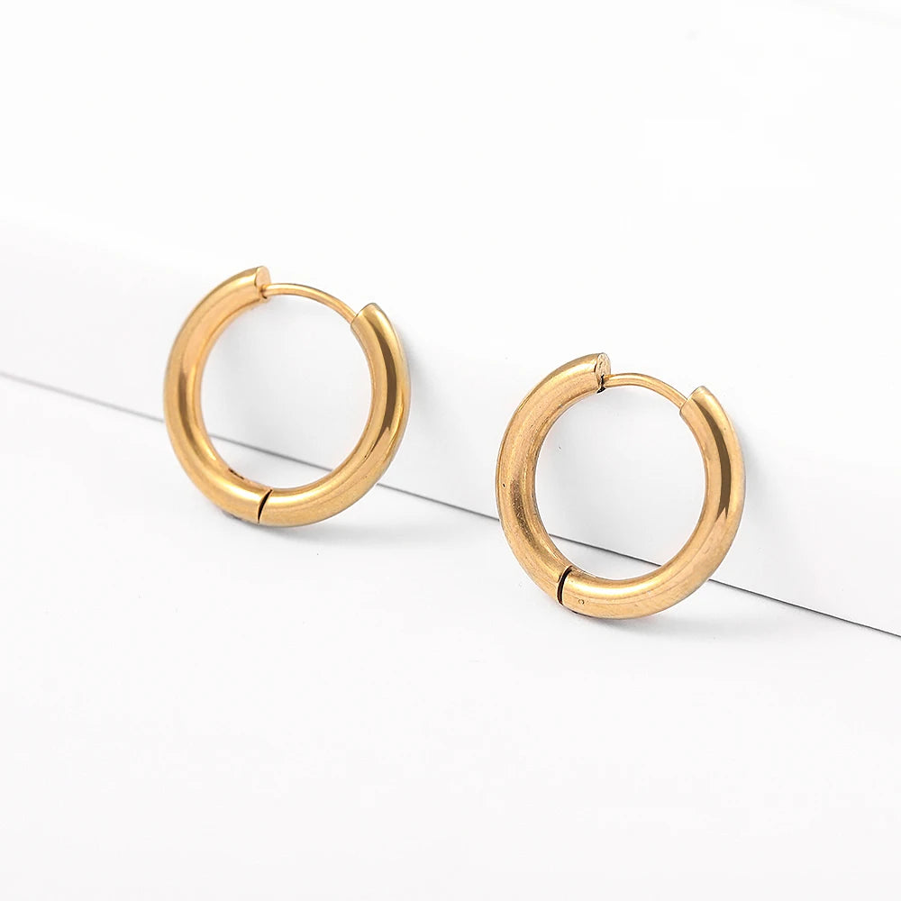 Gold Plated Chunky Hoop Earrings - Ellivora