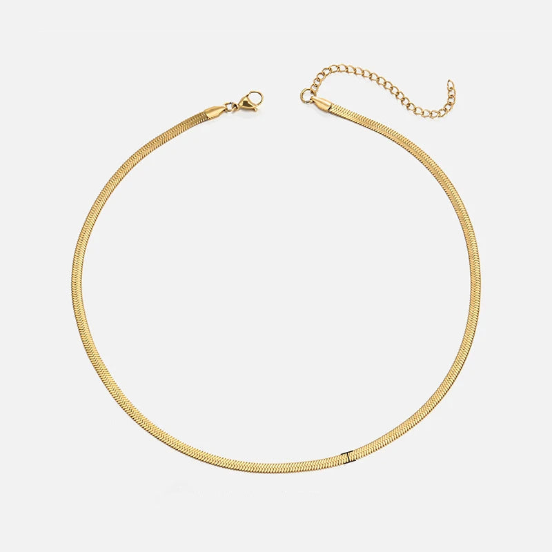Flat Snake Chain Choker Necklace - Ellivora