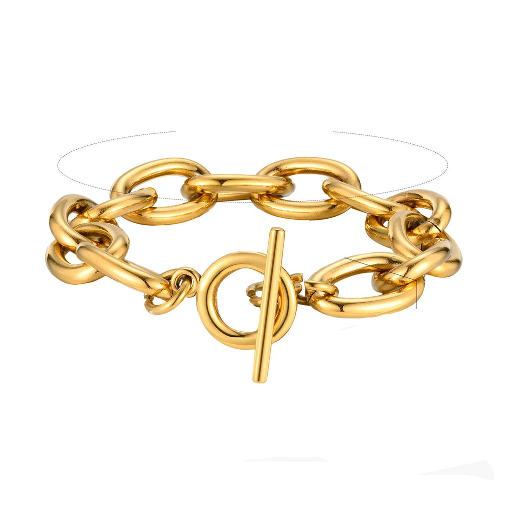 Gold Chunky Toggle Chain Bracelet for Women - Ellivora