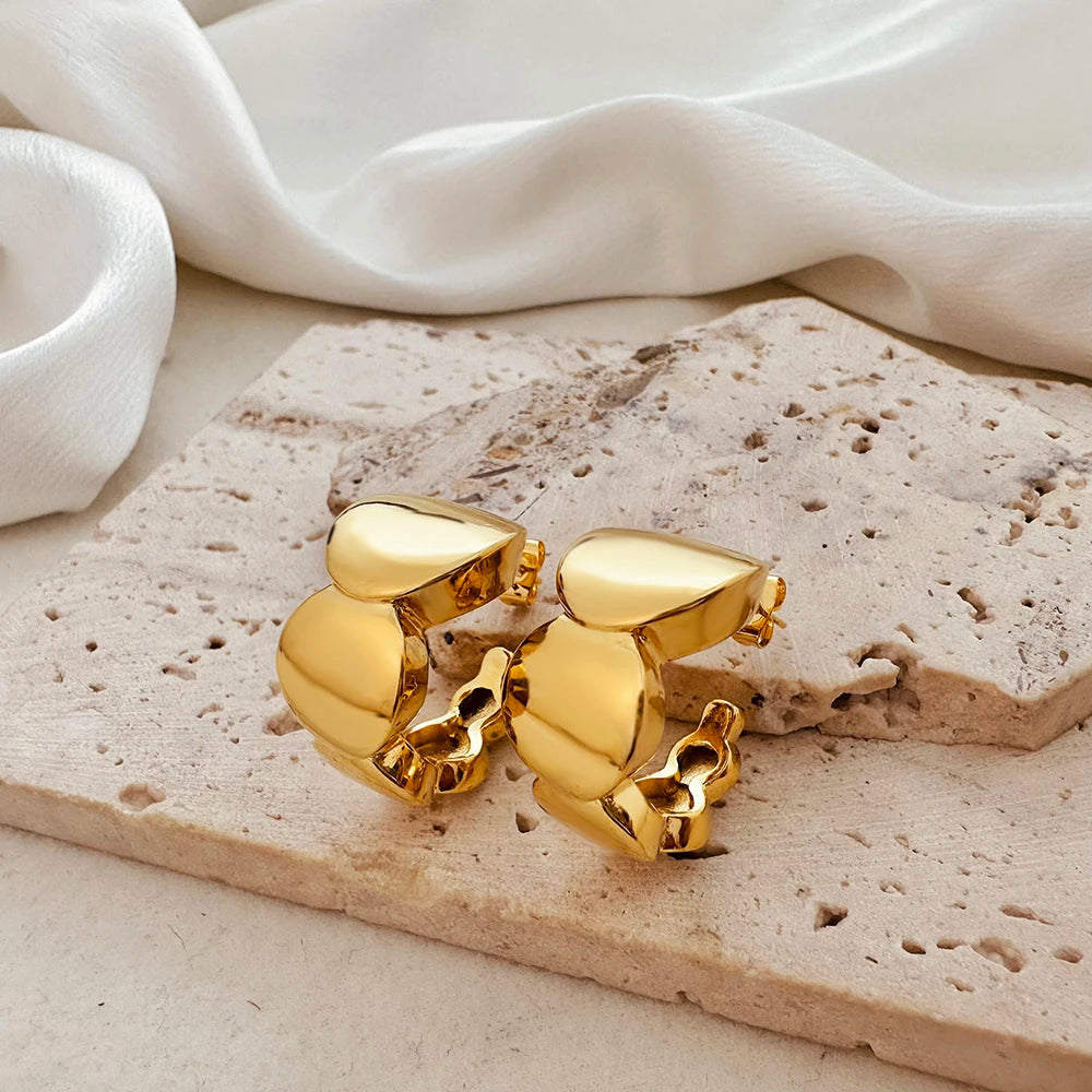 Gold Plated Chunky Hoop Earrings - Ellivora