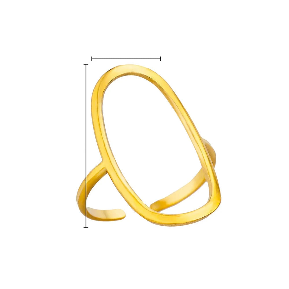 316L Stainless Steel Gold Multilayer Geometric Open Ring - Ellivora