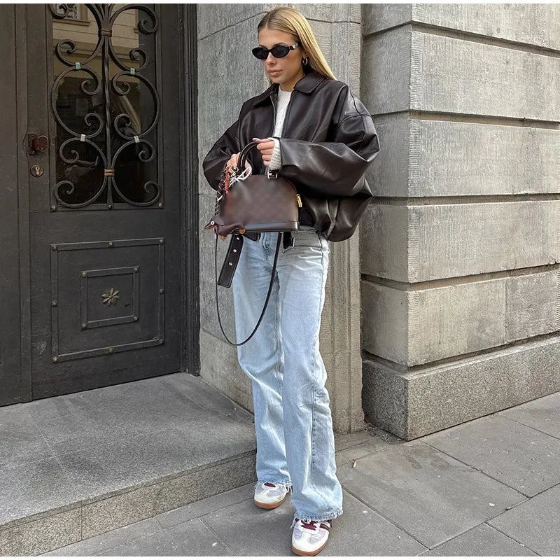 Women’s Genuine Leather Shell Shoulder Bag - Ellivora